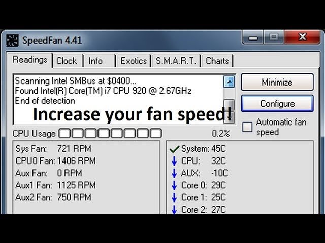 How to increase cpu fan speed